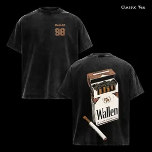 M. Wallenn Vintage Oversized Graphic T Shirt – Western Country Cigarette Pack Aesthetic Tee, Minimal Front Print, Streetwear Style, Double Sided Heavyweight Cotton Unisex Tee, Gift for Country Music Fans