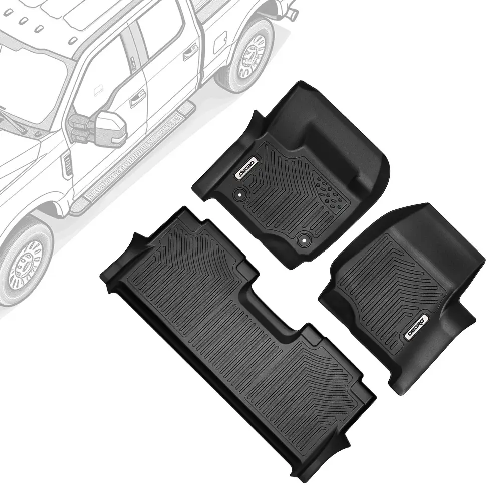 OEDRO TPE Floor Mats fits 2017-2024 Ford F-250 / F-350 Crew Cab, 1st Row Bucket Seat, All Weather, Waterproof