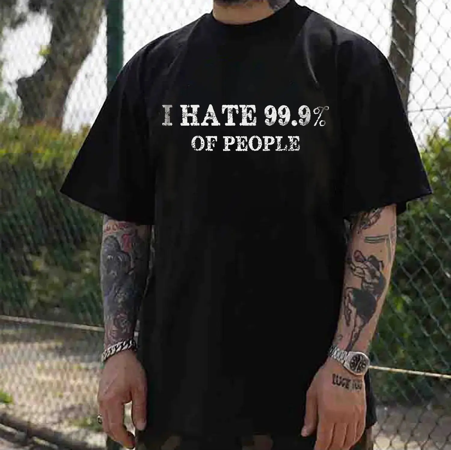 I HATE 99.9% OF PEOPLE Antisocial Quotes Black Print T-shirt