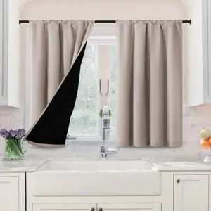 H.VERSAILTEX 100% Blackout Curtains for Bedroom Thermal Insulated Curtains & Drapes Blackout Curtains  Rod Pocket Curtains for Living Room with Black Liner 2 Panels Set
