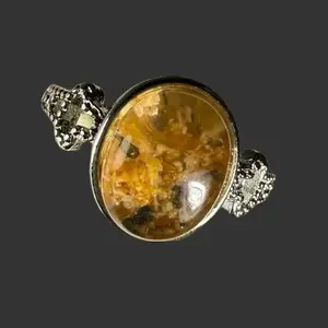 Unique Pick！High Grade Natural Phantom Crystal Ring - Silver-Plated Copper Multicolor Crystal Design, Adjustable Fit, Natural Materials, Authenticity Key