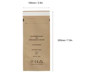 BAGDINI Essential 100Pcs Self-Sealing Kraft Paper Sterilizer Pouches 100mm x 200mm for Nail Tools & Supplies Durable Heat-Resistant for Salons & Professionals