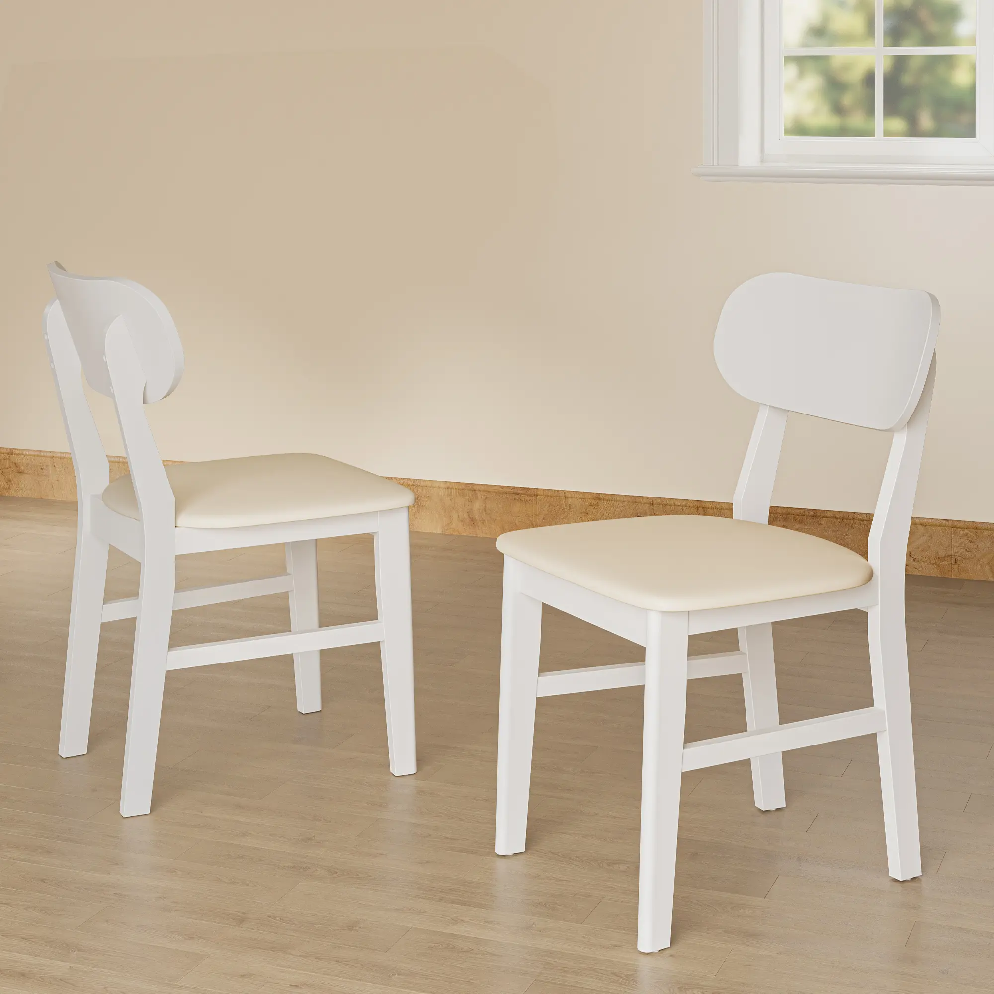 [Bellemave]  Dining Chairs Set of 2,Modern Leather Upholstered Chairs with Comfy Backrest and Sturdy Metal Legs for Kitchen & Living Room