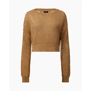 Knit Mesh Cropped Pullover