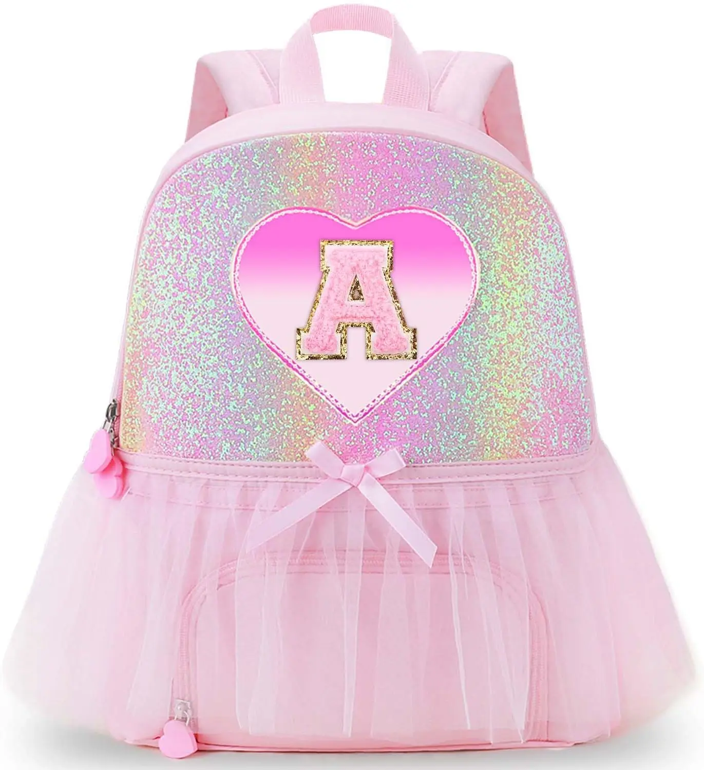 Personalized Monogram Dance Bags for Girls - Birthday Gifts 3-6 Years Kids Cute Ballet Backpack with Separate Shoe Compartment Initial Bags Girls Gifts Letter Pink A