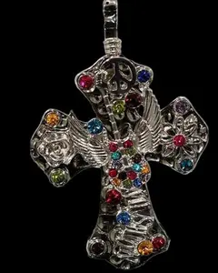 Winged Guitar Cross Pendant