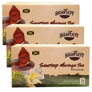 Shavuot Soursop Moringa Tea – 3 Pack – Herbal Green Tea Blend – 72 Tea Bags – Antioxidant-Rich, Caffeine-Free, Supports Wellness