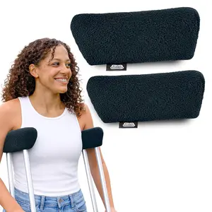 Universal Crutch Underarm Pad Covers - Luxurious Soft Fleece with Sculpted Memory Foam Cores (Classic Black)