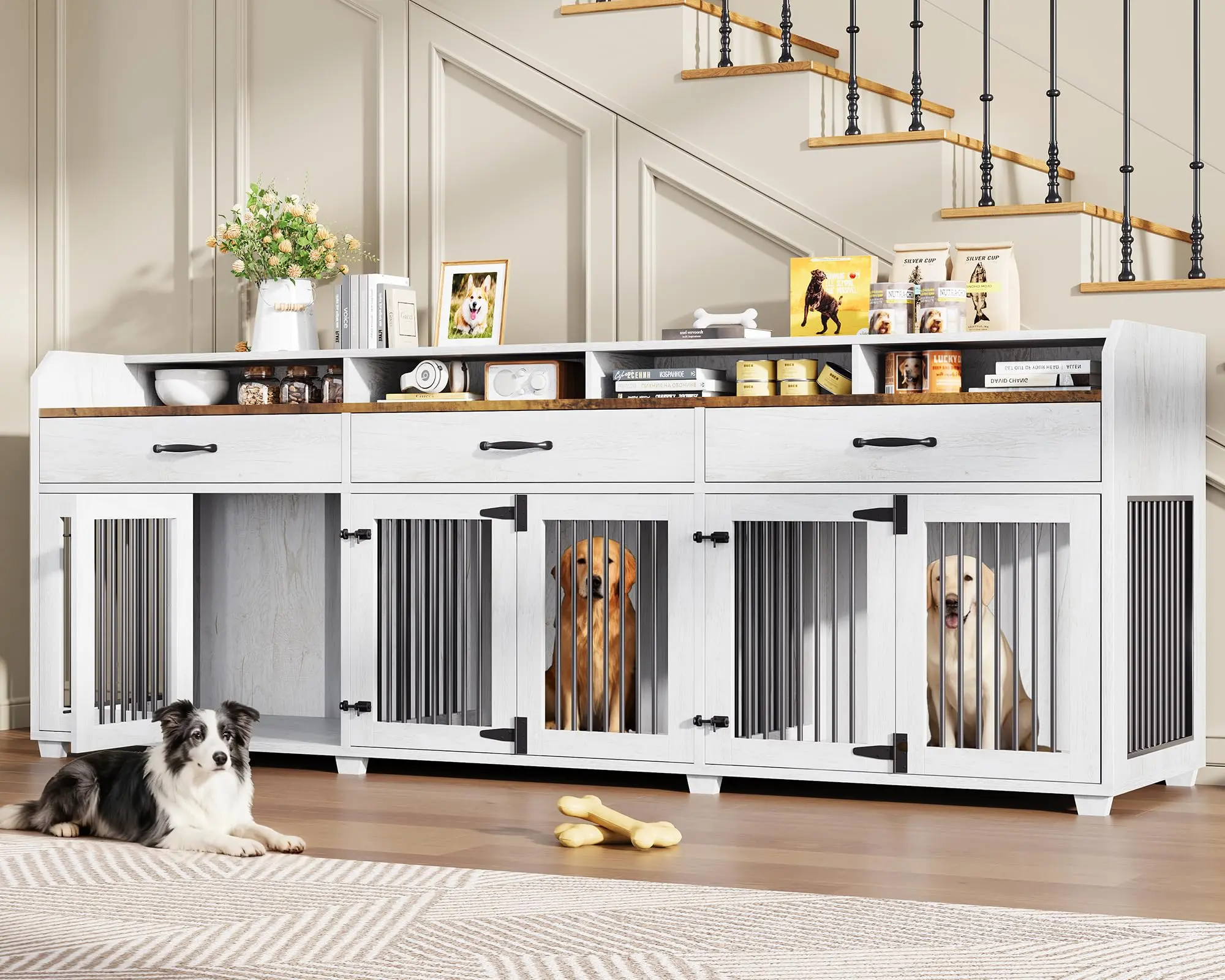 AMERLIFE 95" Large Dog Crate Furniture with Storage - TikTok Shop