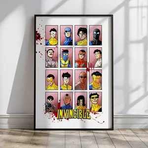 Invincible Variants Poster, Superhero Wall Art, Comic Book Decor