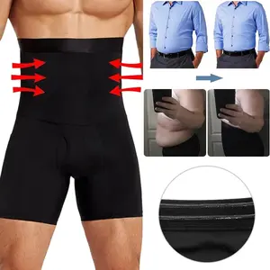 Men's Tummy Control Shorts, Compression Shorts, High Waist Anti-Curling Underwear Body Shaper Seamless Boxer Brief