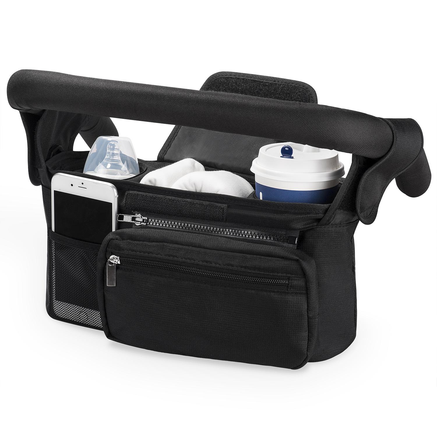 Momcozy Universal Stroller Organizer with Insulated Cup Holder Detachable Phone Bag & Shoulder Strap, Fits for Stroller like Uppababy, Baby Jogger, Britax, BOB, Umbrella and Pet Stroller