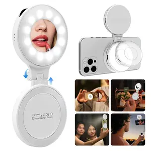 3-in-1 Magnetic Beauty Selfie Light for Phones – 360° LED Ring Light with MagSafe, Mirror and Phone Stand – Portable Rechargeable Fill Light for Makeup, Live Streaming, Video Calls