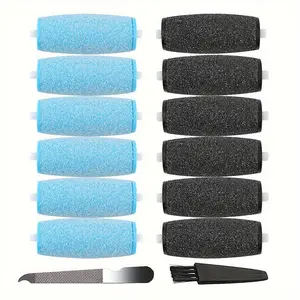 12 Packs Replacement Rollers for Amope Pedi Refills Electronic Perfect Foot File (6 Extra Coarse& 6 Regular Coarse)