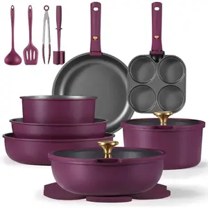 Carote 21pcs Pots and Pans Set Nonstick Cookware Set Detachable Handle Induction Kitchen Cookware Sets Non Stick with Removable Handle