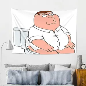 Tapestry Peter Griffin Tapestry - Bedroom, or Office Decor - High-Quality Print Peach Light Beige Fabric - Perfect Gift for Fans of Family Guy, Bedroom Wall Art | Stylish Home Accessory | Soft Texture Tapestr 60X40
