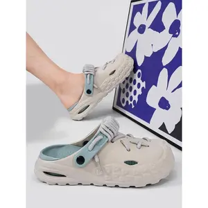 Men's Colorblock Lace Up Decor Clogs, 2024 New Style Casual Comfortable Breathable Clogs for Men Student Wear, Fashionable Shoes for Indoor & Outdoor Wear��A gift with a random balue of $5