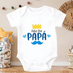 Happy Father's Day Crown Mustache Hearts Newborn Baby Onesie Cotton Short Sleeve Bodysuits | Soft One-Piece for Infants 0-24 Months |  Everyday Essential for Spring & Summer, Snap Closure, Unisex First Outfit Fashionable design baby boy Infant Clothes