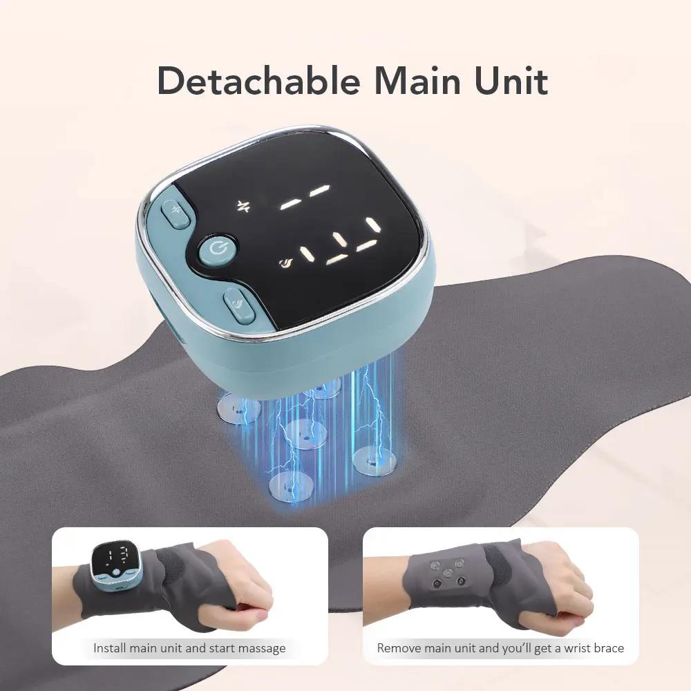 Electric Wrist & Hand Massager with Heat, Wireless Adjustable Strap, Soothing Pain Relief & Stress Relief, 3 Heat Levels, 9 Massage Intensities, Portable Gift for Men and Women