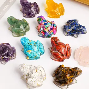 Natural Crystal Stone Frog Statue, Crystal Carving, Reiki Amulet Feng Shui Decor, Resin Little Horse Figurine, Office Home Decoration Sculpture, Home Ornament