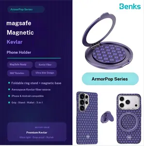 Benks ArmorPop Aramid Fiber Kevlar Magnetic Phone Grip Stand, Flexible and Adjustable, Compatible with all MagSafe cases