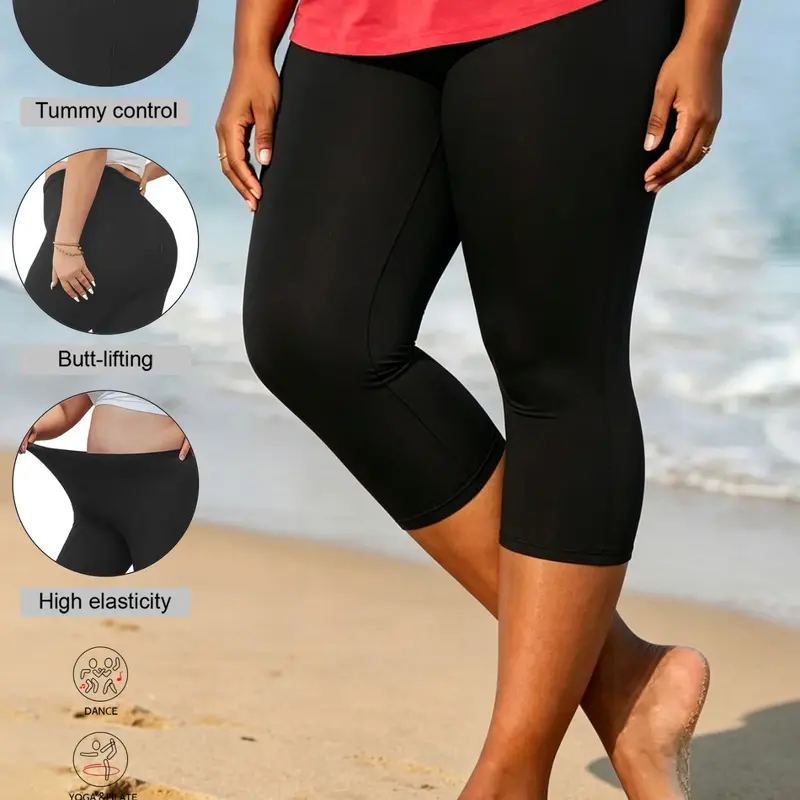 Plus Size Women's Capri Training Leggings  Knee Length Leggings for Women Plus Size Stretch Summer Lightweight Pants Basic Capris Yoga Pants Fitness Pants Casualwear Athleisure Gym Clothes Athleisure Fitness Bottoms