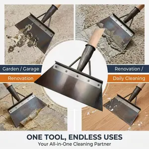 8.27" Extra Wide Floor Scraper, Ultra-Lightweight 0.9lb Heavy Duty Steel Scraper, Professional Tile & Adhesive Remover, Ergonomic Fatigue-Free Cleaning Tool