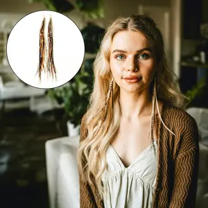 Feather Headz Bohemian Handmade Natural Long Lightweight Feather Dangle Earrings Unique Design Southwestern Style Airy Rooster Feathers 7-10 Inch Length