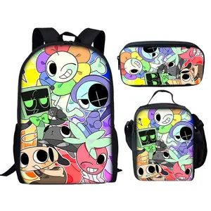 Dandy'S World backpack 3pcs Cartoon Backpacks 17in Backpack Travel Hiking Daypack Foldable Backpack For Men Women