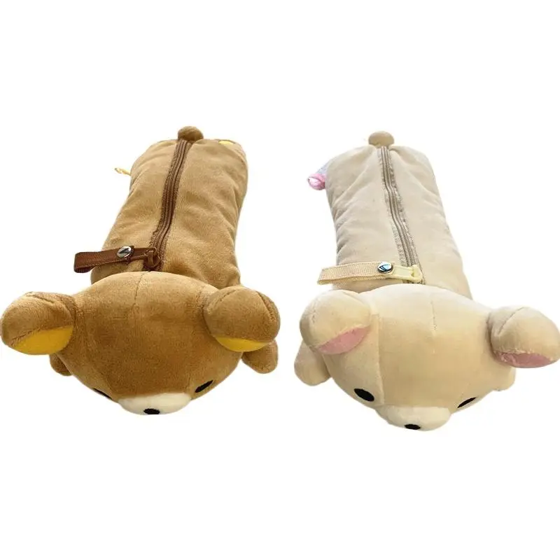 Kawaii Rilakkuma & Korilakkuma Bear Anime Plush Pencil Case for Girls, School Pencil Pouch, Cute Pen Pouch Organizer