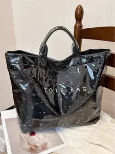 Large capacity fashionable and trendy tote bag Stylish Tote Bag with a high-end feel, a clutch bag made of PVC material with letters, Trendy Versatile Bag, suitable for shopping, commuting, and shopping, Work Tote Bag