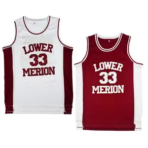 2025 Men's Basketball Jersey Lower Merion high school 33 Bryant Sewing embroidery Outdoor sports jerseys Cheap high quality summer sportswear Red White Mesh breathable Sleeveless training suit Gym Workout Clothes Gym Workout Tops Retro Style