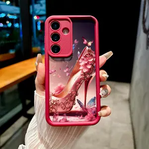 Phone case: Romantic Butterfly-Flower High Heel Hot-selling New Model Finish with Stepped Groove Design Phone Case for  for Galaxy S24 S25  Plus S24 Ultra S22 S23 S24 Plus FE S22 Ultra Stylish Gift Choice for iPhone 13