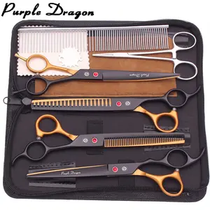 Dog Grooming Scissors Purple Dragon 7.5" Japan Stainless Pet Curved Scissors Thinning Scissors Straight Shears Chunker Set Z3088