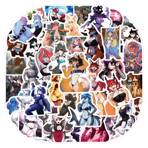 60 Fox Beastman Sexy Cartoon Stickers for Luggage Beer Fridge Cup Phone Laptop Decoration, Vibrant Adhesive Decals for Cool Aesthetics Funny Stickers