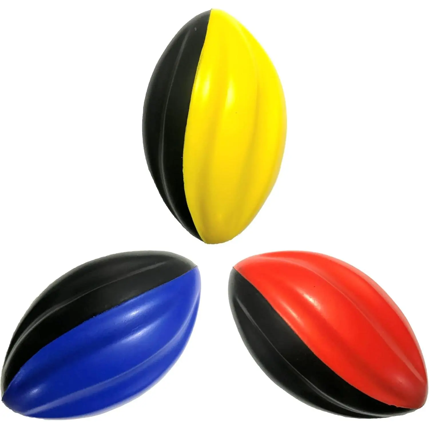 Mini Football 3-Pack - 5" Spiral Foam Small Footballs for Kids - Soft, Easy Grip Toddler (Red, Yellow, Blue)