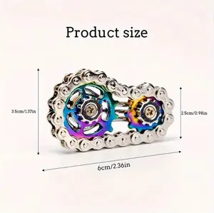 Fidget Toys Fietsketting Fidget Spinner Met Heldere Kleur – Metalen Tandwiel Fidget Toy Vingertop Gyroscoop – CNC Roestvrijstalen Desk Fidget Speelgoed Voor Stressverlichting En Focus – Compact Fidget Speelgoed