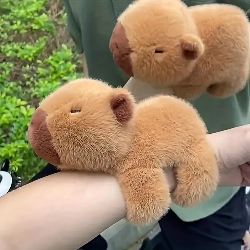 Capybara Plush Fur Hand Puppet Doll - Unisex Toy, Girls' Wrist Charm Bracelet, Stuffed Capybara Doll