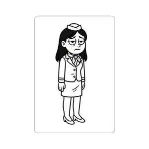 Exhausted Female Flight Attendant Sticker