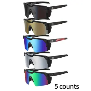 5 Pairs Plain Color Sunglasses, Casual Style PC Frame, Sports Outdoor Sunglasses, Outdoor Cycling & Travel Eyewear, All Seasons Use, Decorative Lens