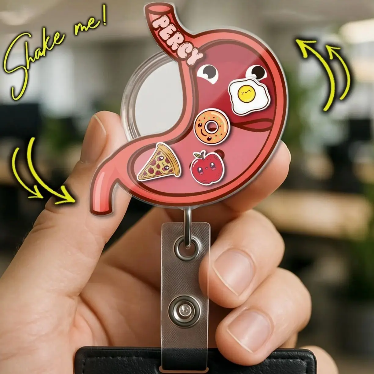 Stomach Shaker Badge Reel, Funny Gastroenterologist Nurse Retractable Badge Clip, Medical Gift NEJ