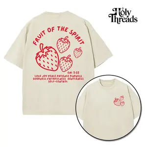 [Holy Threads] Fruit Of The Spirit Strawberry Gal 5:22 Unisex Washed T-shirt Vintage Tee Jesus Shirt Jesus Tee Christian Merch Christian Apparel God Apparel Faith Clothing Christian Bible Shirt