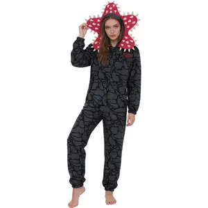 Men's 2-Piece Stranger Things Cyclops Flannel Hooded Pajama Set - Long Sleeve Menswear Loungewear Top & Matching Pants, Halloween Sleepwear with Warmth-Locking Fabric, Relaxed Fit & Shape-Retaining Properties After Washing