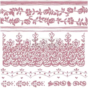 Redesign With Prima Decor Stamp - Floral Borders - 12x12 (7 pcs) photopolymer 655350652630