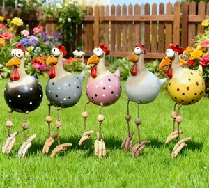 5 PCS Resin Rooster Outdoor Statues - Fun, Waterproof and Fade-Resistant, Suitable for Courtyard, Garden & Balcony Decoration