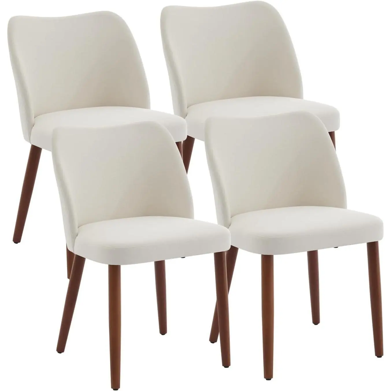 Garvee Set of 4/6 Modern Dining Chairs, Linen Fabric Kitchen Chairs with Solid Wood Legs, Ergonomic Armchair Design, Thick Cushion for Dining Room