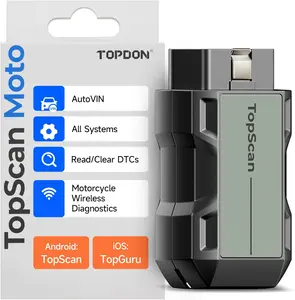 TOPDON TopScan Moto Motorcycle Diagnostic Tool Wireless OBD2 Scanner for Harley Ducati BMW All Systems with Hot Reset Function Data Stream Engine Inspection