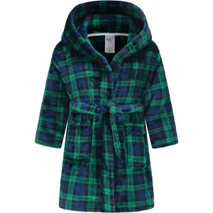 BSB-L   Boys Fleece Robe Hooded Toddler Soft Bathrobe Pajamas Sleepwear for Kids Girls 2-16 Years
