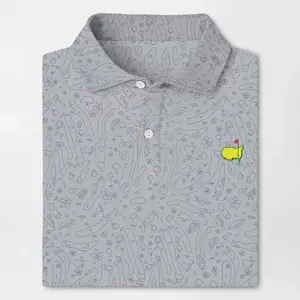 Masters Course Design Performance Tech Golf Polo - Light Gray