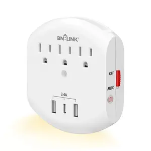 Multi Plug USB Wall Outlet Surge Protector with 3 Outlets, 3 USB Charging Ports BN-LINK
